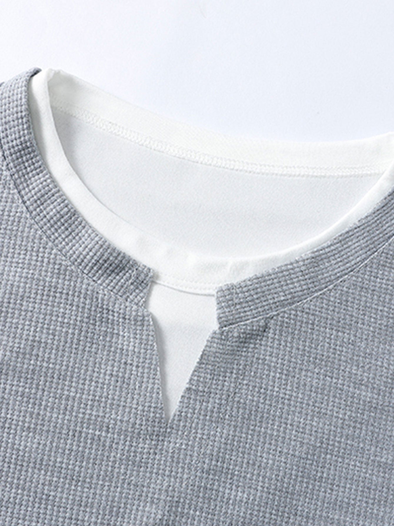 Relax Fit Long Sleeve 2 In 1 Waffle T-Shirt