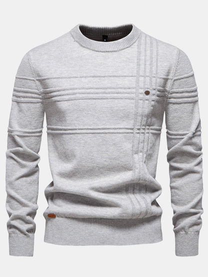 Striped Jacquard Crewneck Sweater