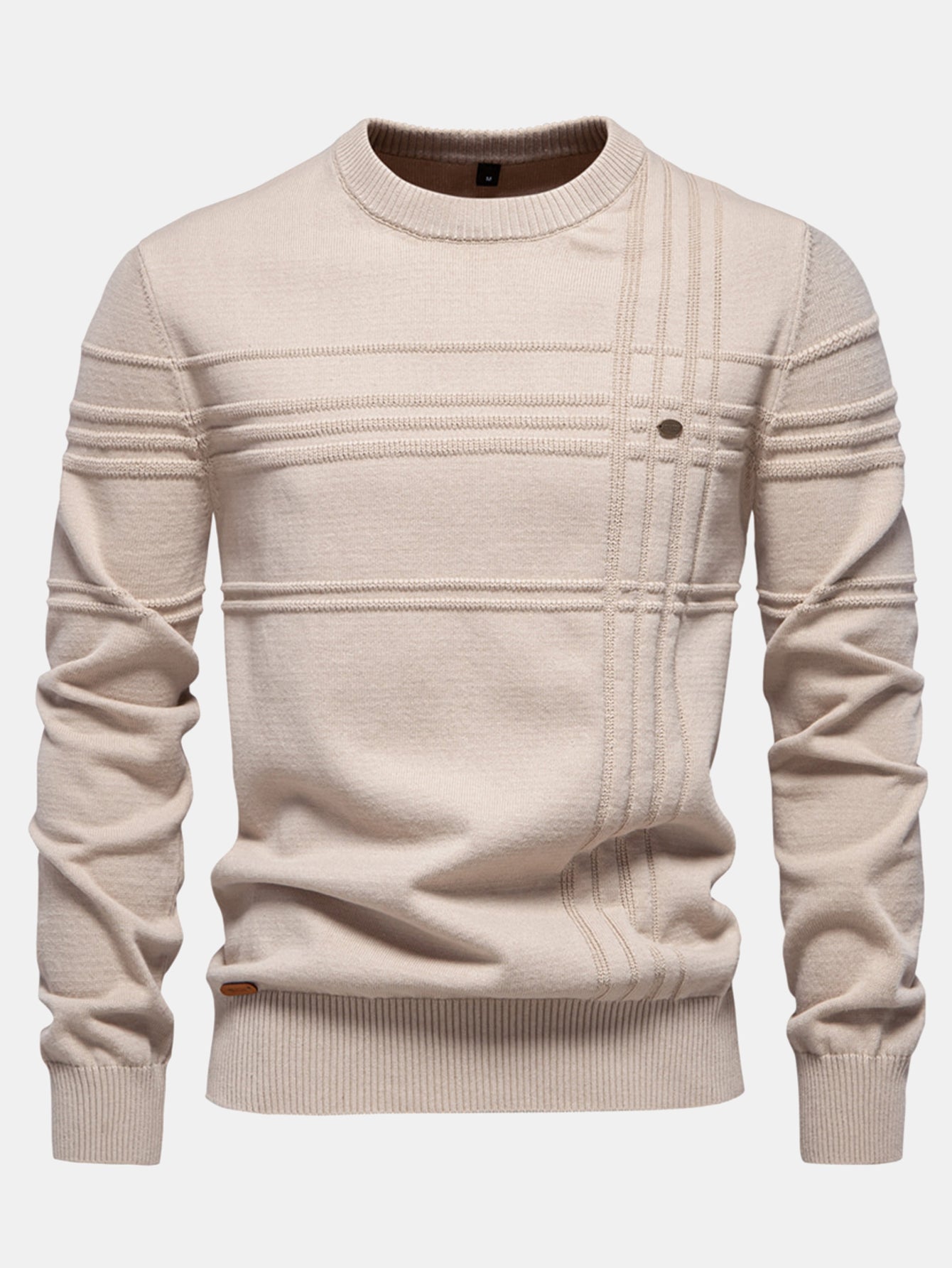 Striped Jacquard Crewneck Sweater