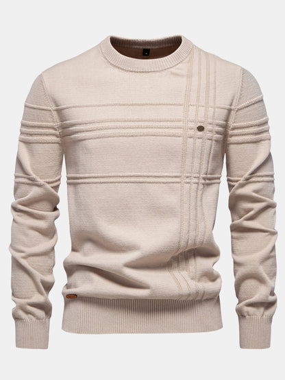 Striped Jacquard Crewneck Sweater