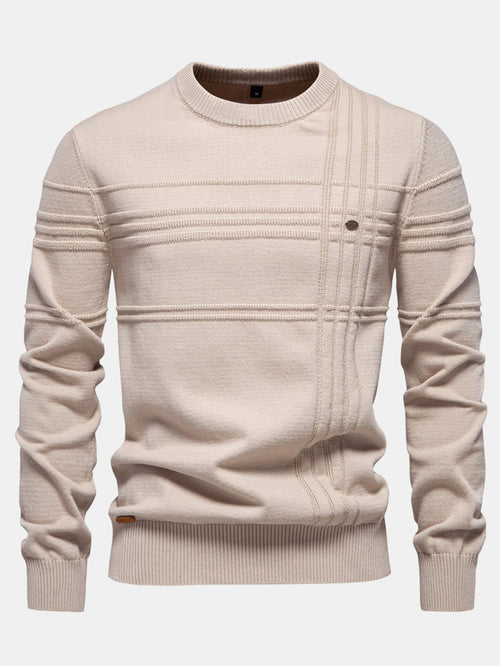 Striped Jacquard Crewneck Sweater