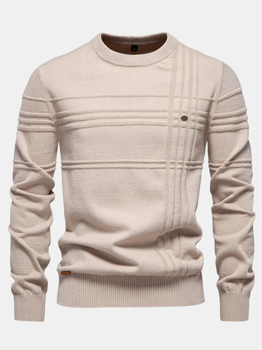 Striped Jacquard Crewneck Sweater