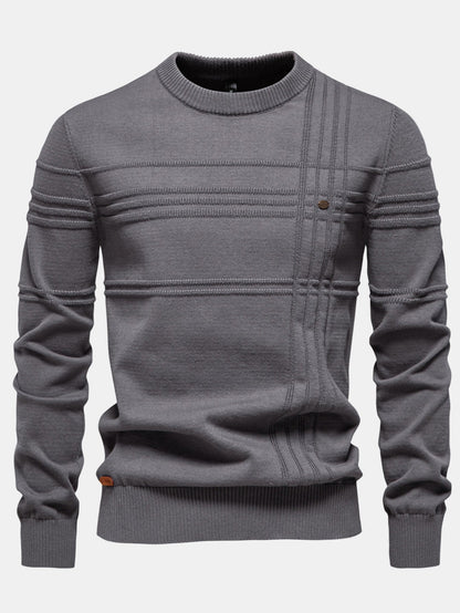 Striped Jacquard Crewneck Sweater