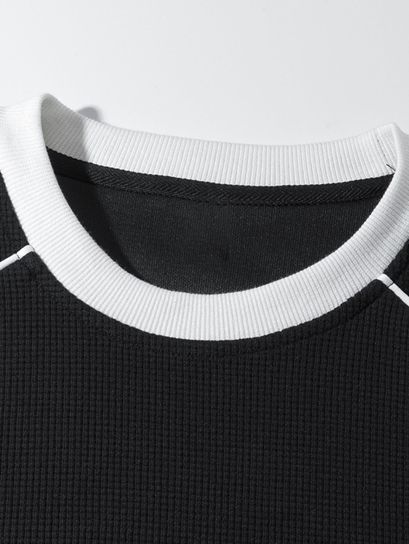 Relax Fit Stripe Waffle Crew Neck Sweatshirt