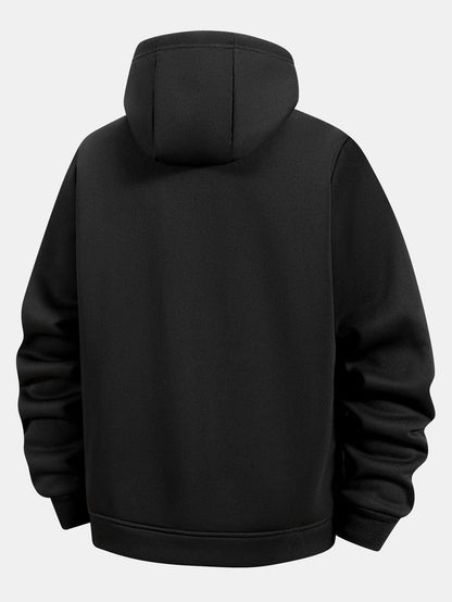 Teddy Lined Zipper Kangaroo Pocket Hoodie
