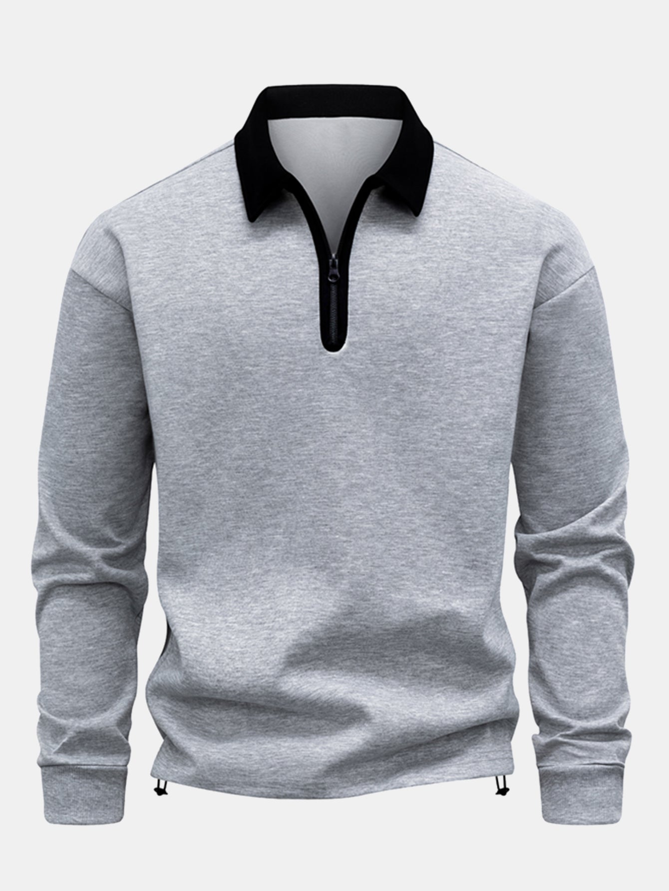 Contrast Zipper Polo Collar Sweatshirt.