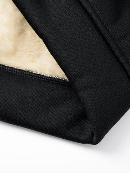 Teddy Lined Zipper Kangaroo Pocket Hoodie