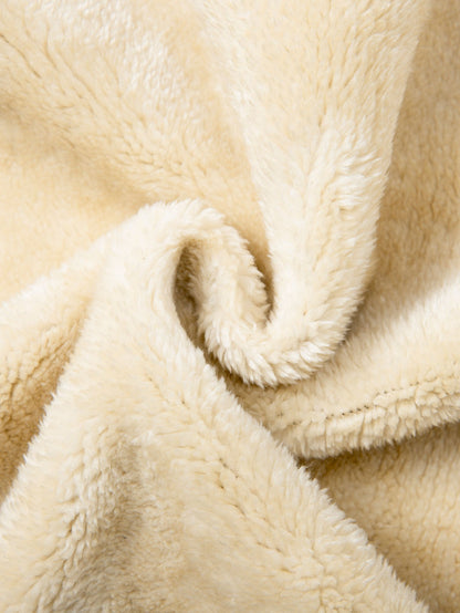 Teddy Lined Zipper Kangaroo Pocket Hoodie