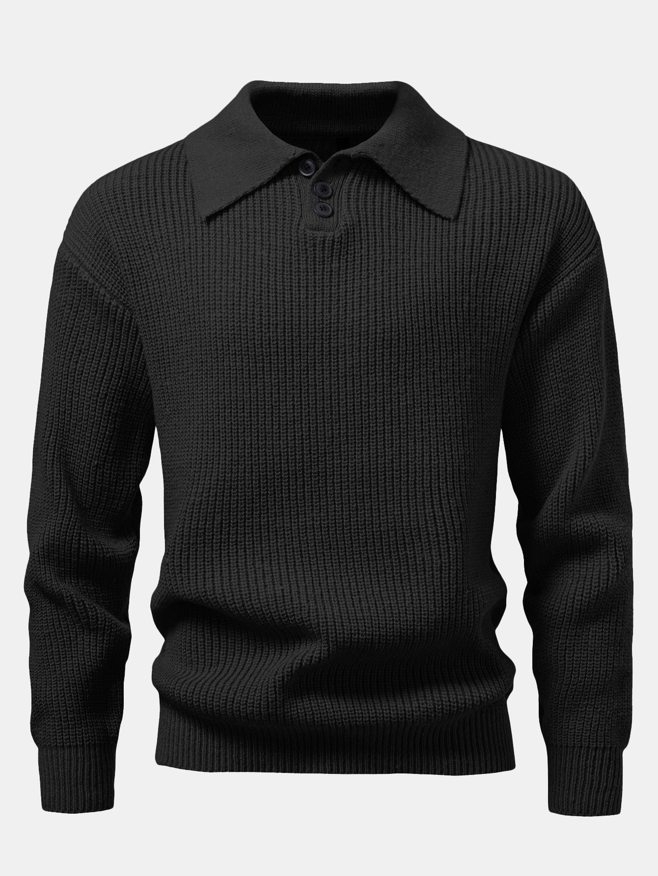 Long Sleeve Textured Knit Polo Shirt