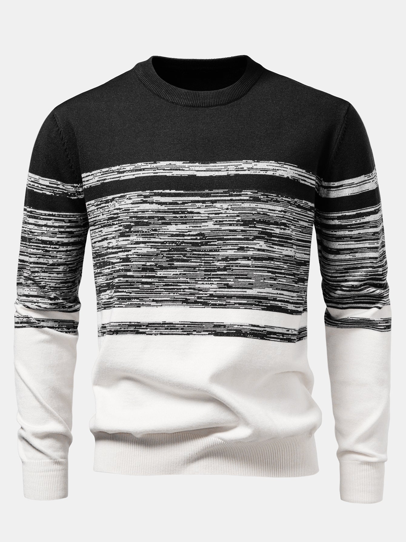 Horizontal Stripe Pattern Crew Neck Sweater