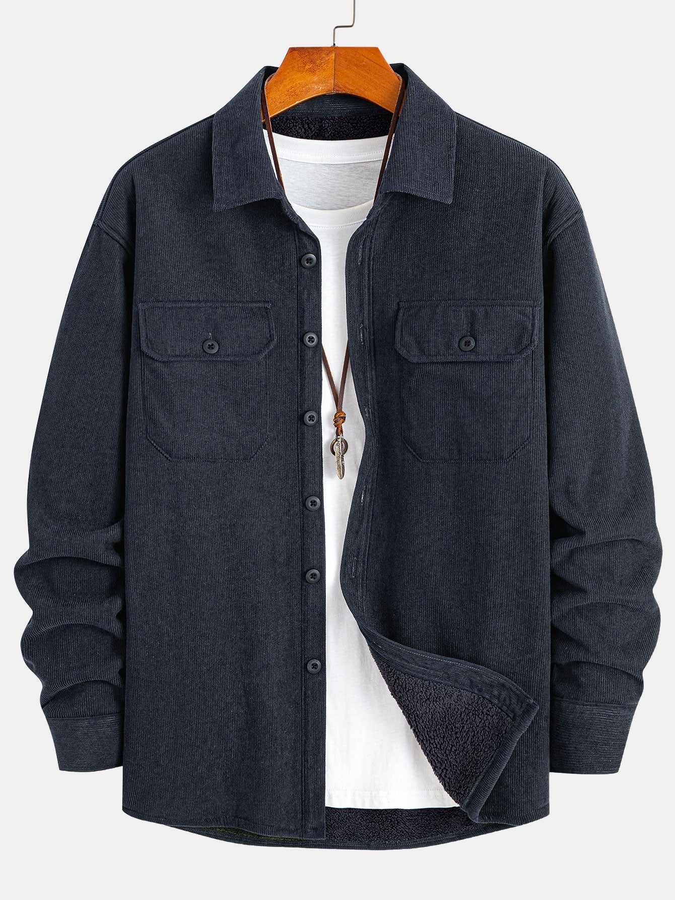 Teddy Lined Long Sleeve Corduroy Shirt