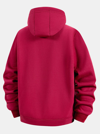 Teddy Lined Zipper Kangaroo Pocket Hoodie