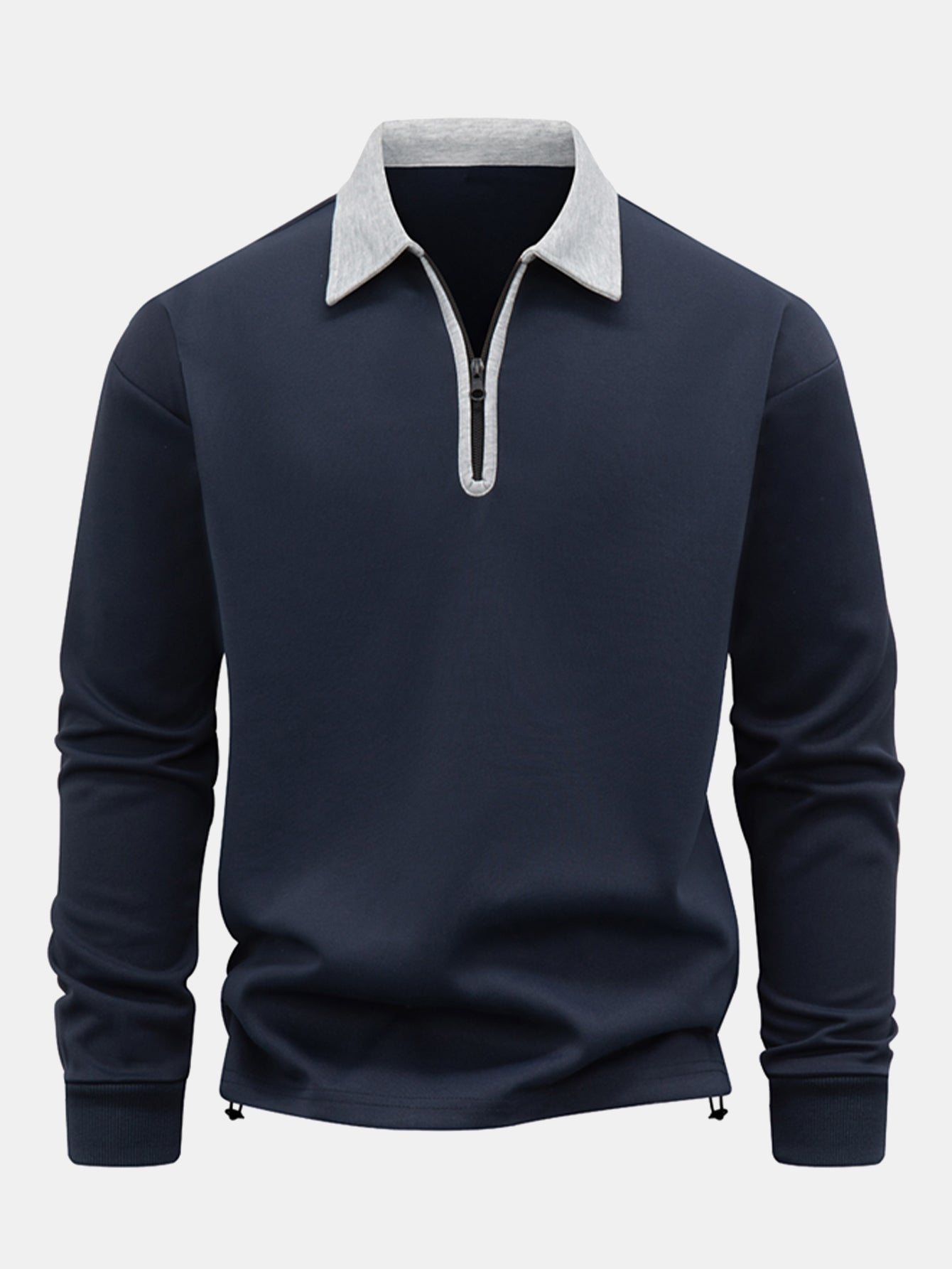 Contrast Zipper Polo Collar Sweatshirt.