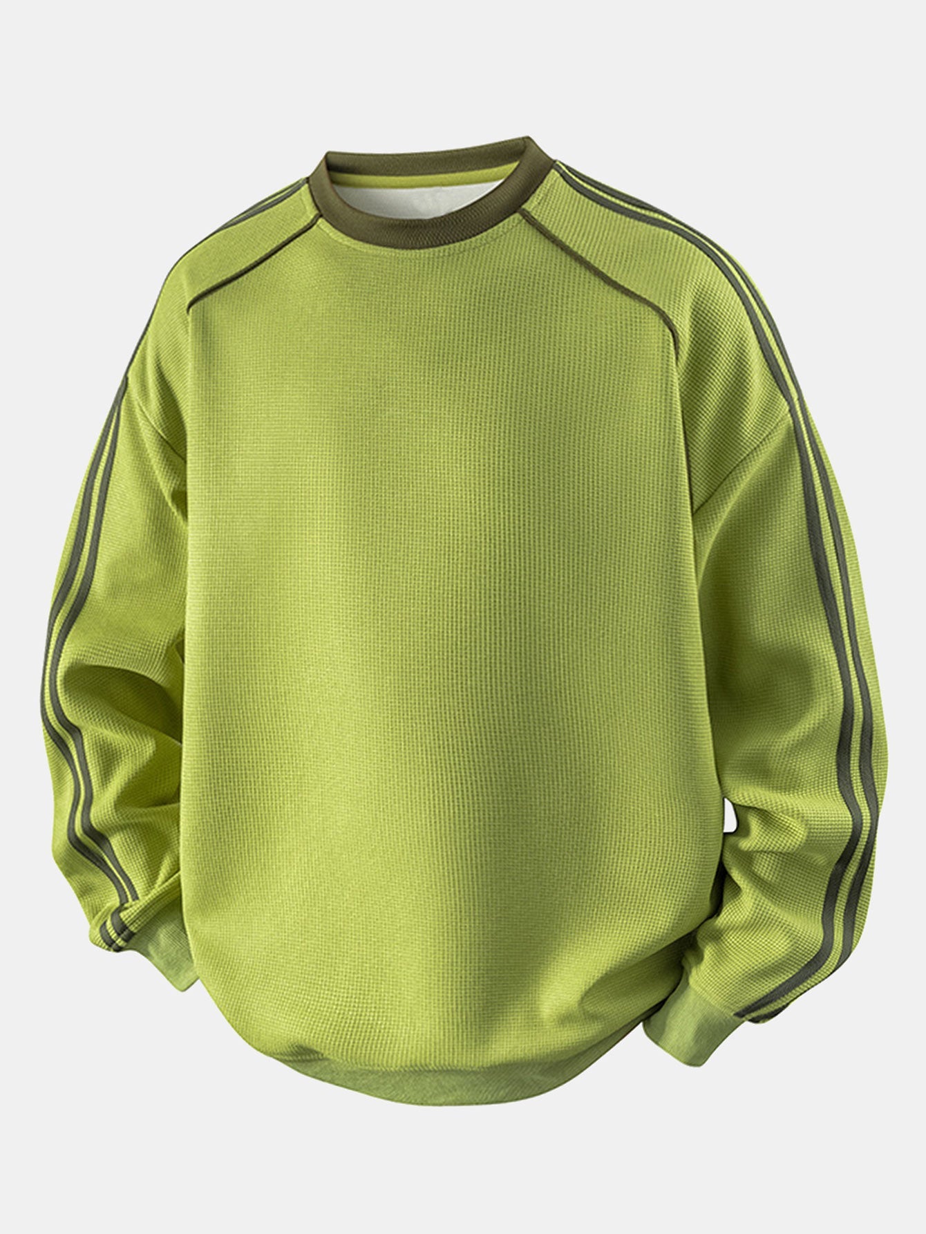 Relax Fit Stripe Waffle Crew Neck Sweatshirt