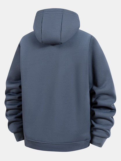 Teddy Lined Zipper Kangaroo Pocket Hoodie