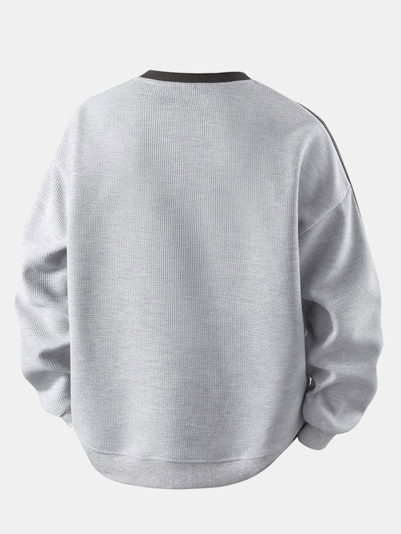 Relax Fit Stripe Waffle Crew Neck Sweatshirt