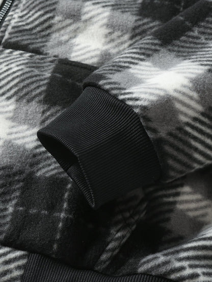 Teddy Lined Flannel Zip Hooded Coat