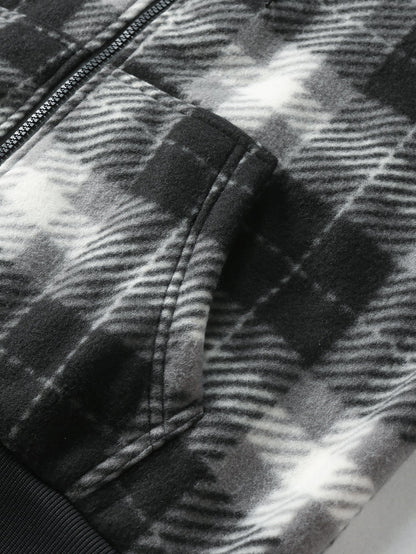 Teddy Lined Flannel Zip Hooded Coat