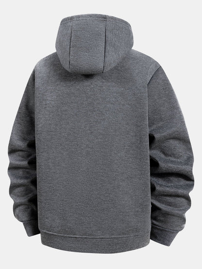 Teddy Lined Zipper Kangaroo Pocket Hoodie