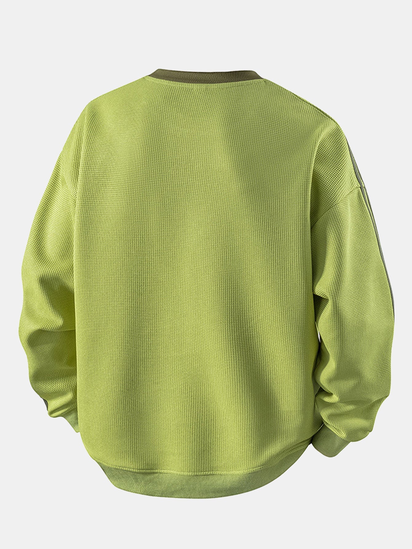 Relax Fit Stripe Waffle Crew Neck Sweatshirt