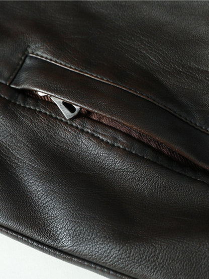 2 In 1 PU Leather Jacket With Detachable Hood