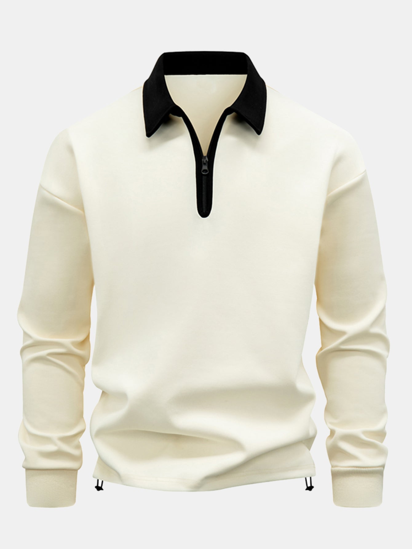 Contrast Zipper Polo Collar Sweatshirt.