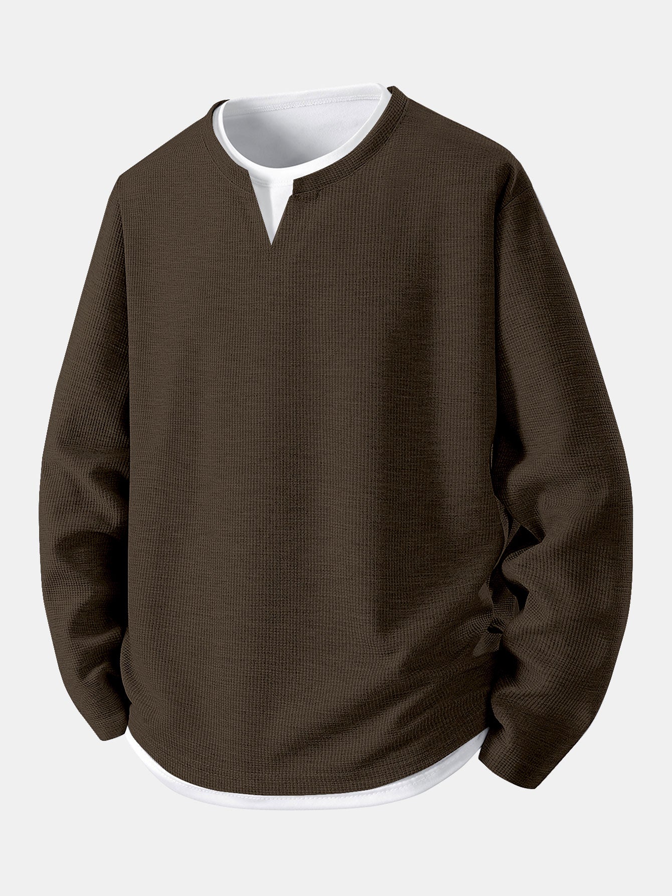 Relax Fit Long Sleeve 2 In 1 Waffle T-Shirt