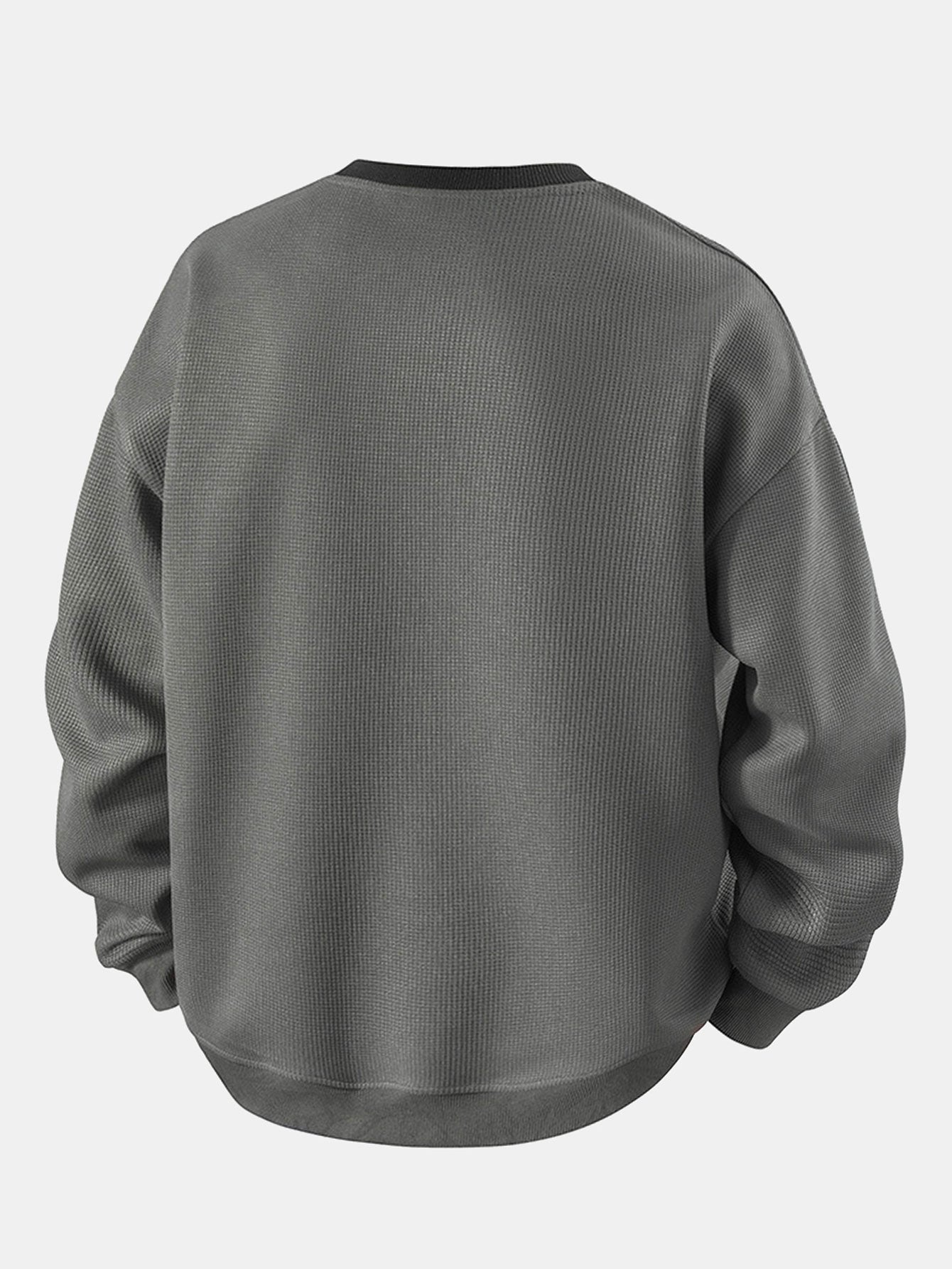 Relax Fit Stripe Waffle Crew Neck Sweatshirt