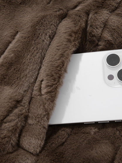 Faux Fur Notch Lapel Jacket