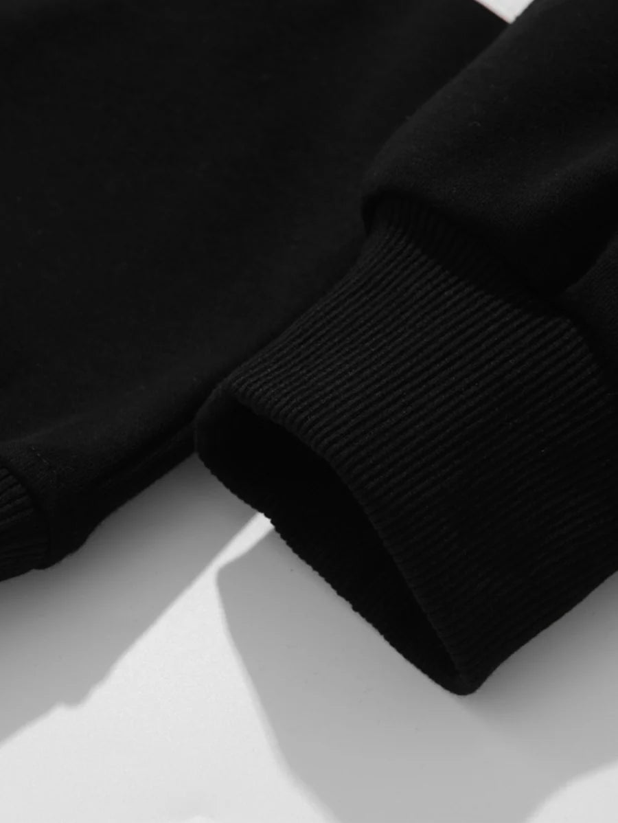 Relax Fit Color Block Patchwork Polo Sweatshirt