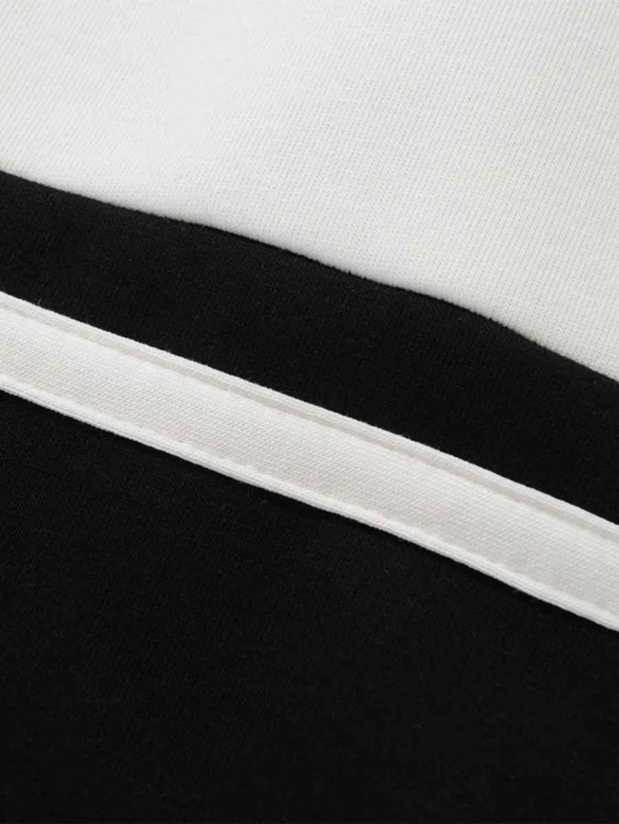 Relax Fit Color Block Patchwork Polo Sweatshirt