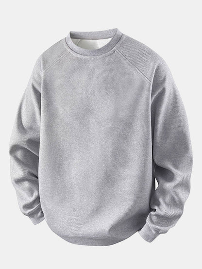 Relax Fit Waffle Crew Neck Sweatshirt