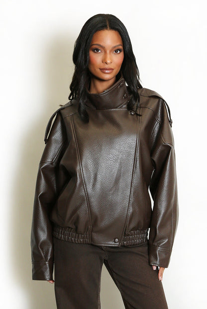 Asymmetrical Faux Leather Jacket