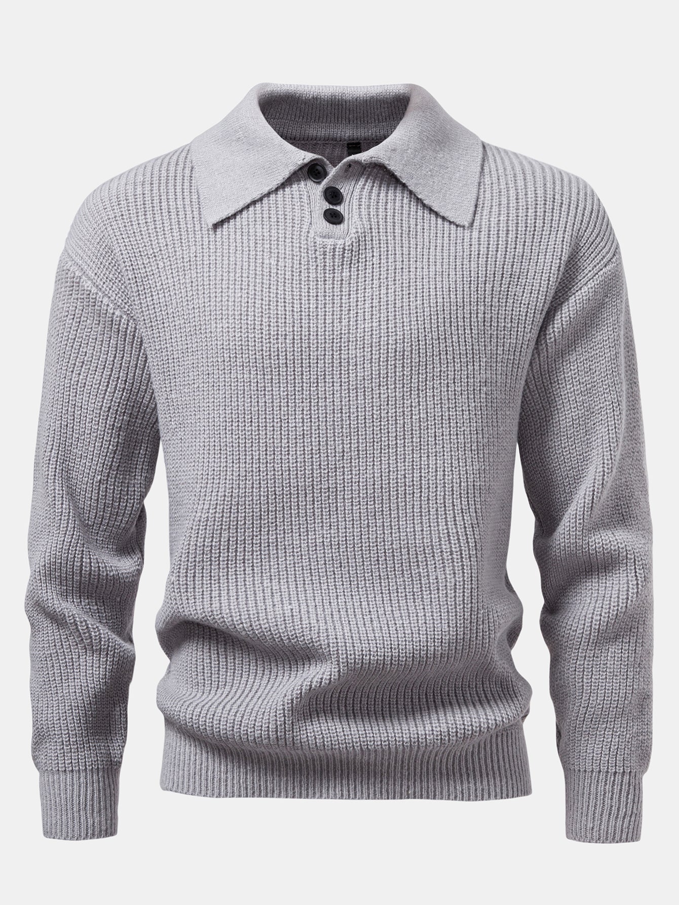Long Sleeve Textured Knit Polo Shirt