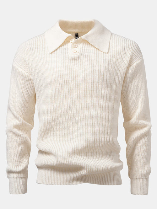 Long Sleeve Textured Knit Polo Shirt