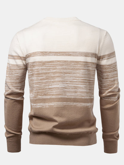 Horizontal Stripe Pattern Crew Neck Sweater
