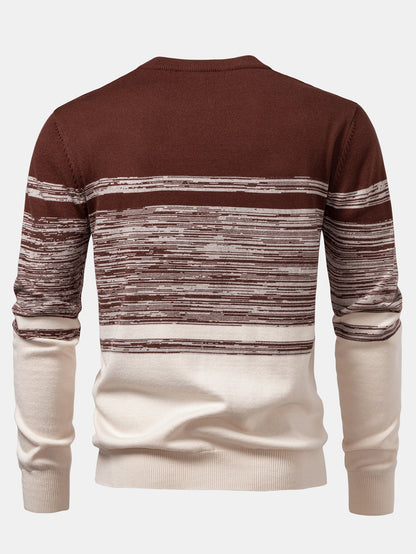 Horizontal Stripe Pattern Crew Neck Sweater