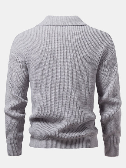 Long Sleeve Textured Knit Polo Shirt