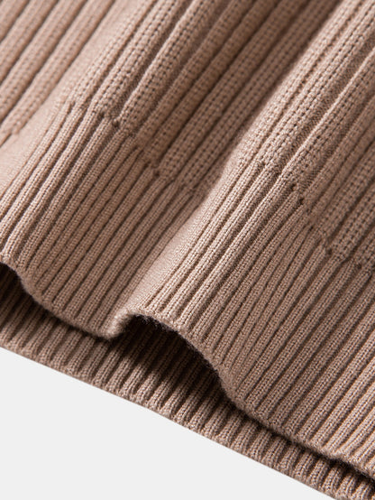 Long Sleeve Textured Knit Polo Shirt