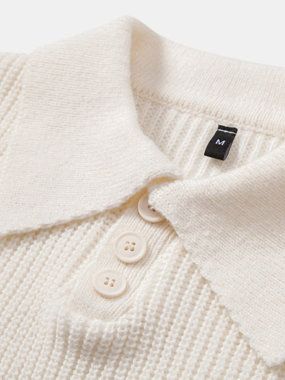 Long Sleeve Textured Knit Polo Shirt