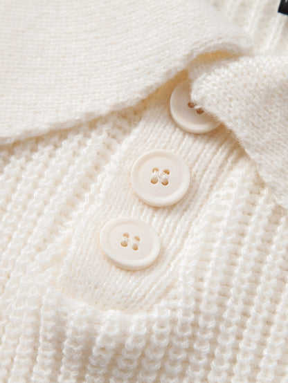 Long Sleeve Textured Knit Polo Shirt