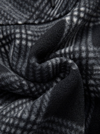 Teddy Lined Zip Up Flannel Plaid Hooded Shirt