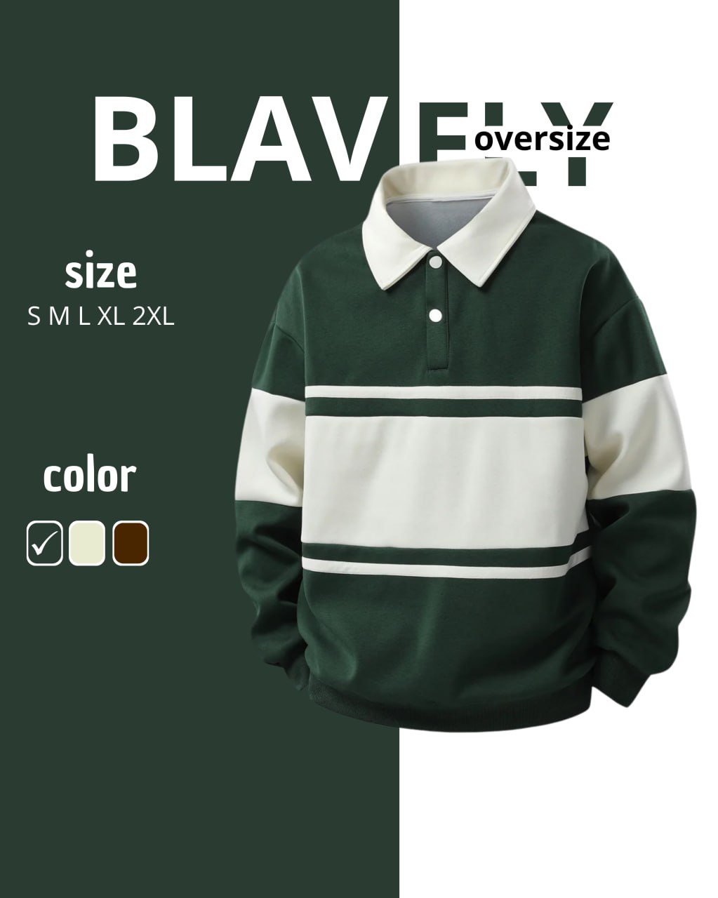 Relax Fit Color Block Patchwork Polo Sweatshirt