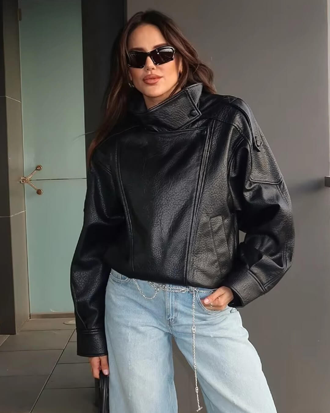 Lucille Asymmetrical Leather Jacket