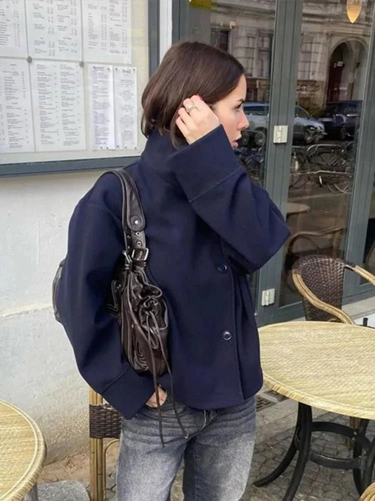 Isabella Elegant Jacket with Stand Collar