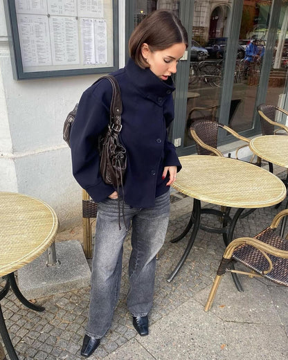 Isabella Elegant Jacket with Stand Collar