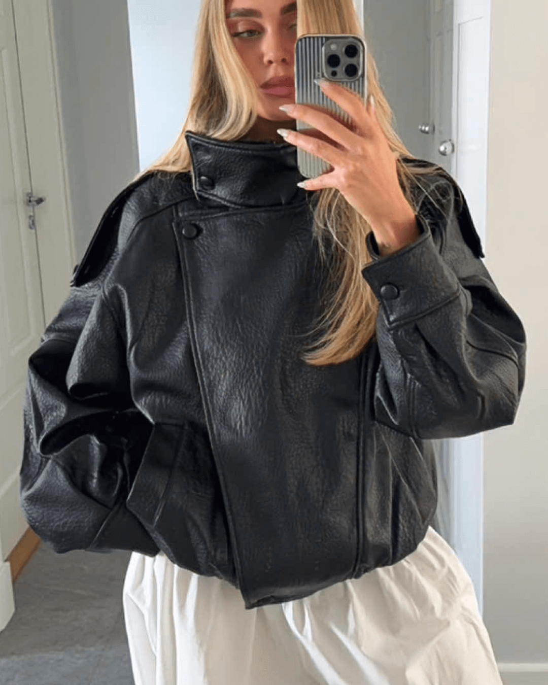 Lucille Asymmetrical Leather Jacket